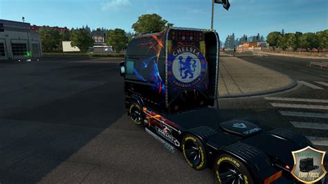 scania rjl longline chelsea fc skin ets2 mods euro