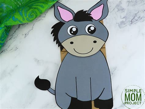 donkey paper bag puppet template