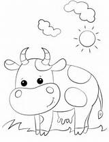 Cow Coloring Cartoon Cute Pages Printable Cows Drawing Preschool Crafts Puzzle Animals sketch template
