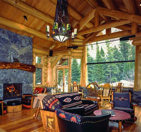 big cabin glass forest trimless floor  ceiling glass window  log homes