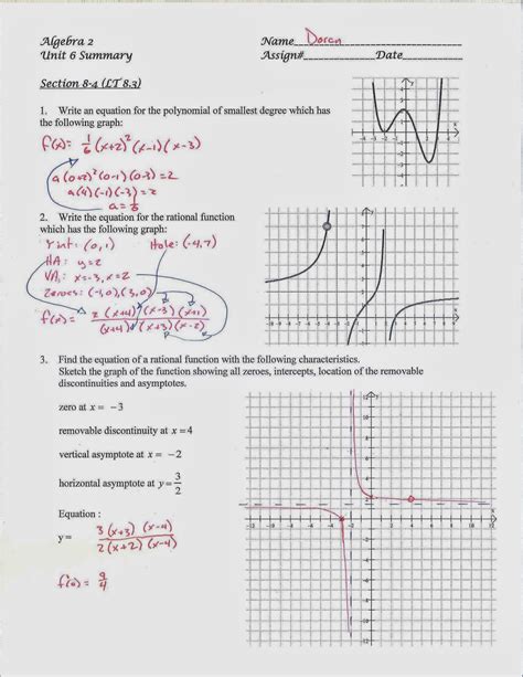 mr doran s algebra 2 unit 6 exam review materials