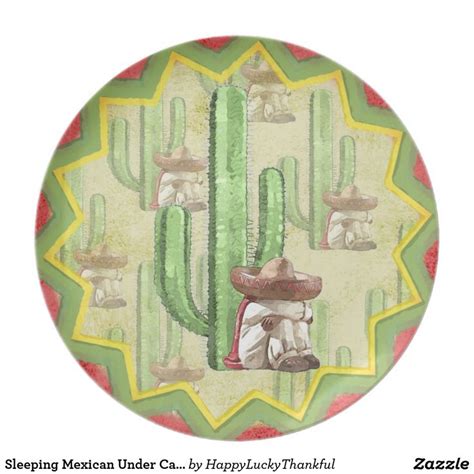 sleeping mexican  cactus dinner plate zazzlecom art  kids
