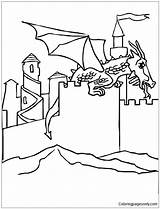 Dragon Pages Castle Landed Feodal Coloring Color sketch template