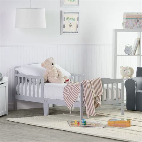 orbelle contemporary solid wood toddler bed gray