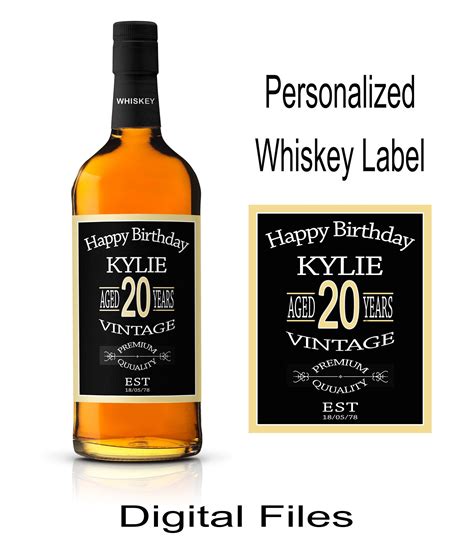 flaschenetikett geburtstag personalisiertes etikett whisky etsyde