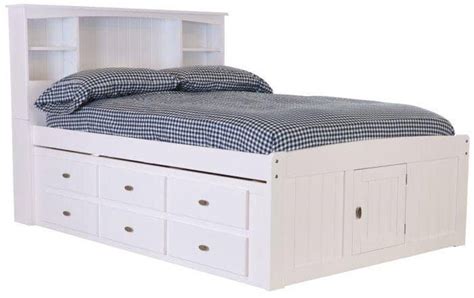 elizabeth white full size captains bed  storage drawers