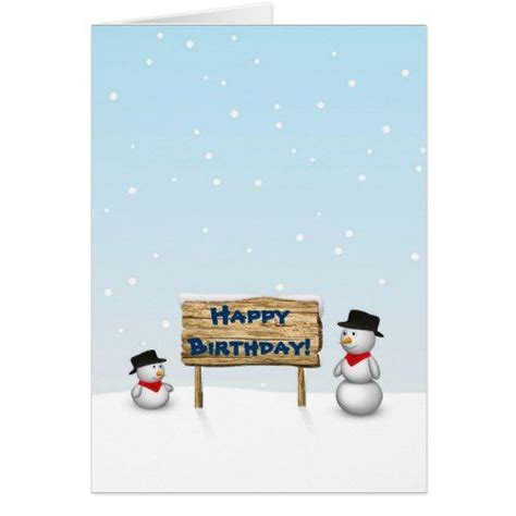 cute snowmen wishing happy birthday card zazzlecom   happy