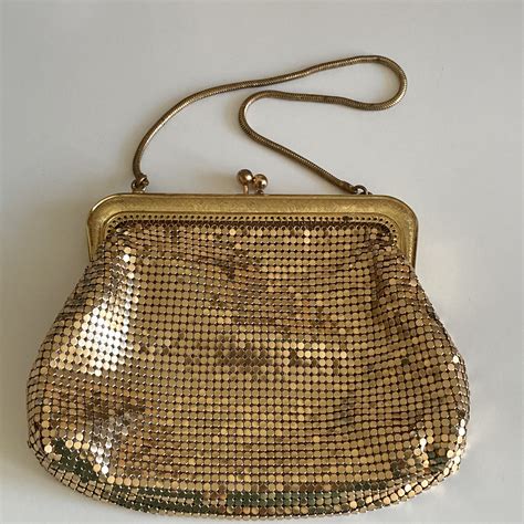 vintage  gold toned mesh evening bag purse etsy
