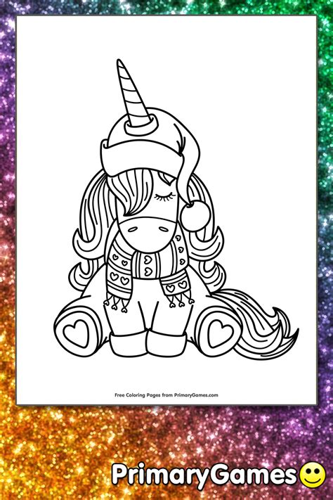 winter unicorn coloring page printable print  color unicorns