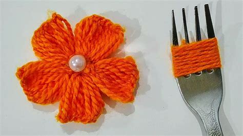 diy wool flower making easy beautiful flower   wool youtube