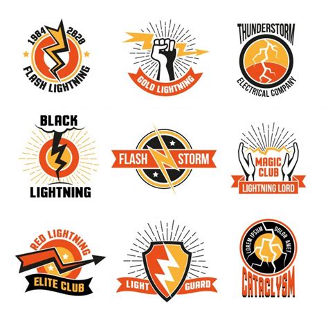 vector lightning logo emblem set