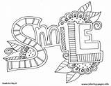 Coloring Pages Printable Smile Word Doodle Color Alley Inspirational Quotes Words Colouring Kids Sheets Adult Print Quote Da Simple Positive sketch template