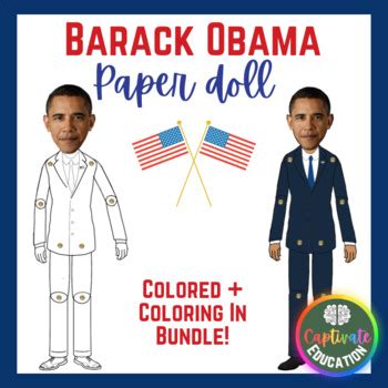 barack obama paper doll craft bundle black history month presidents day