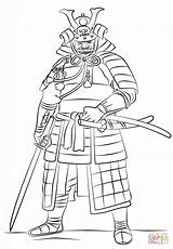 Samurai Coloring Pages Yoroi Wearing Printable Drawing sketch template