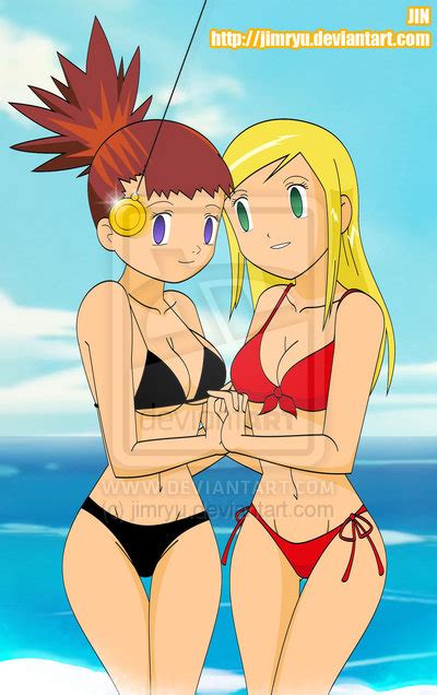 Beach Bikini Blonde Hair Breasts Digimon Digimon Frontier