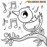 Singing Bird Coloring Branch Cute Vector Book Stock Birds Vectors Illustration Pic Birdsong Shutterstock Chirping Search Preview sketch template
