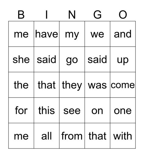 sight word bingo printable  printable word searches