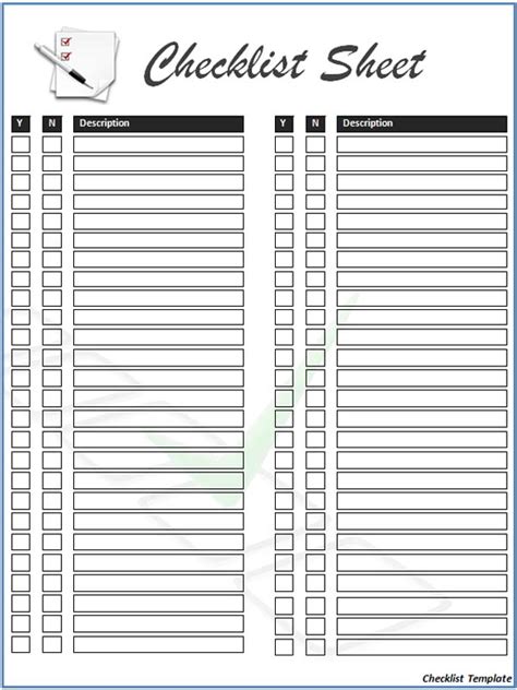 printable checklist printable templates