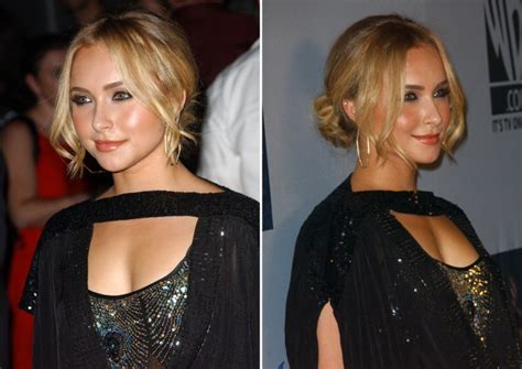 christie brinkley sporting her side panel look and hayden panettiere with a messy chignon