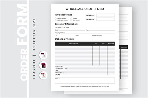 editable  wholesale order form template product order form layout