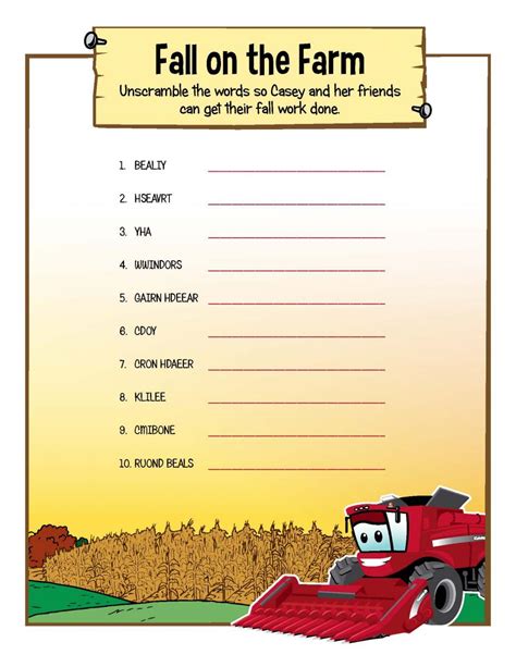 fall on the farm casey and friends activity page