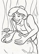 Aladdin Coloring Pages Printable Kids Cartoon Lamp Magic sketch template
