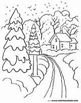 Coloring Winter Pages Scene Christmas Snow Drawing Wonderland Rainy Landscape Storm Printable Kids House Color Adults Carol Getcolorings Snowfall Interior sketch template
