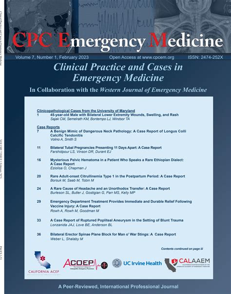 clinical practice  cases emergency medicine volume  issue   western journal  emergency