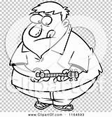Outlined Ukelele Obese Playing Man Royalty Clipart Cartoon Vector Toonaday sketch template