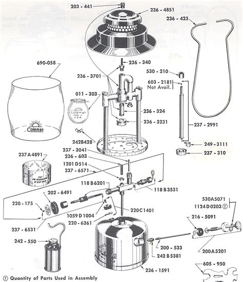 coleman gas stove  diagram  parts list aparently