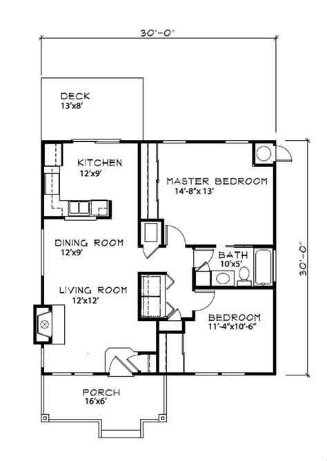 Cottage Style House Plan - 2 Beds 1 Baths 900 Sq/Ft Plan