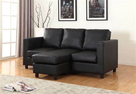 newport black small condo apartment sized sectional sofa  reversible chaise  urban cali
