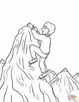 Coloring Climbing Mountain Boy Pages Summit Printable Drawing sketch template