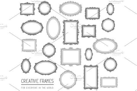 big set  rectangular oval frames oval frame colorful frames frame