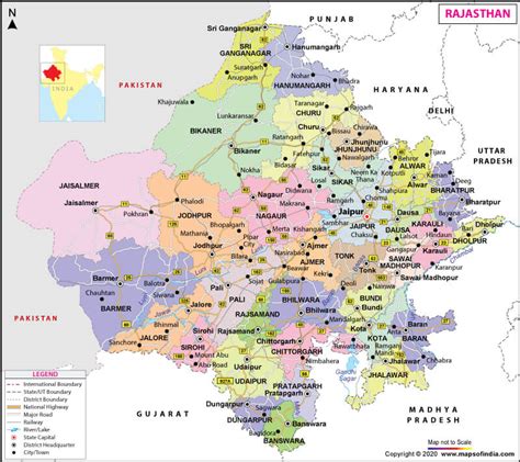 rajasthan map map  rajasthan state districts information  facts