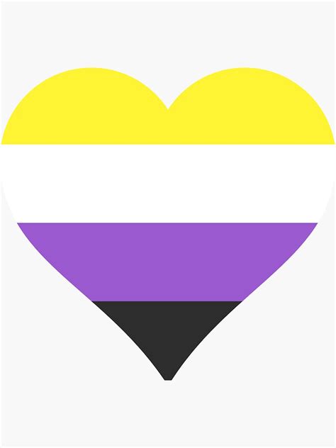 nonbinary pride flag heart shape sticker by seren0 redbubble