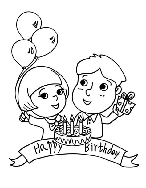 birthday boy couple coloring pages  place  color happy