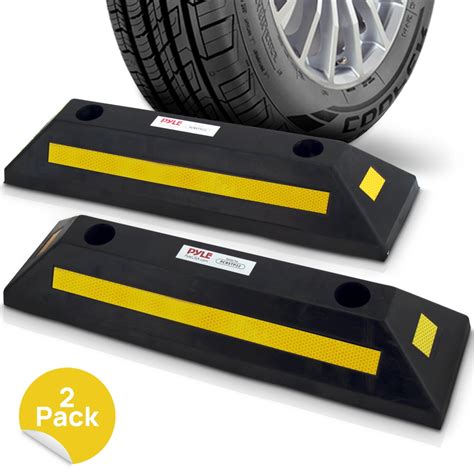 pyle pcrstp vehicle wheel stops car truck parking curb tire stops heavy duty rubber