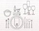 Setting Table Drawing Formal Place Getdrawings sketch template