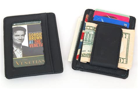 mens leather wallet money clip credit card id holder front pocket thin
