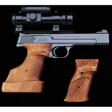 smith wesson model   caliber target grade pistol blue finish custom adjustable wood grip