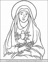 Coloring Mary Heart Sorrowful Virgin Pages Thecatholickid Catholic Lady Sorrows Color Sheets Kids Printable Children Getcolorings sketch template