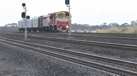australian trains v line a class locomotive a66 hitches a ride on the warrnambool pass 17 11