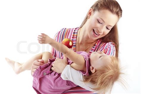 Mother Playing With Her Little Daughter Stock Image