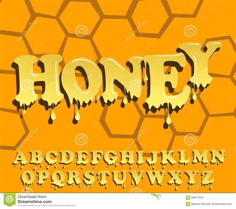Shiny Glazed Honey Alphabet Design Melting Font Stock