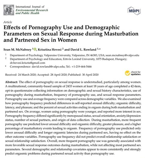 Article Effects Of Pornography Use And Demographic Parameters On Sexual