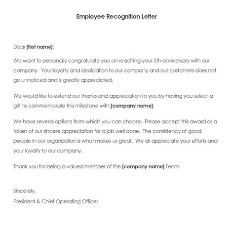 sample employee recognition letters writing tips