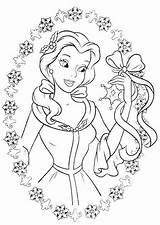 Christmas Coloring Pages Disney Belle Magical Snowflakes Printable sketch template