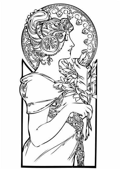 art nouveau coloring page coloring home