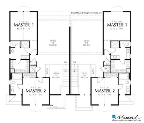 Upper Floor Plan Of Mascord Plan 4039 The Normandy Private Baths On